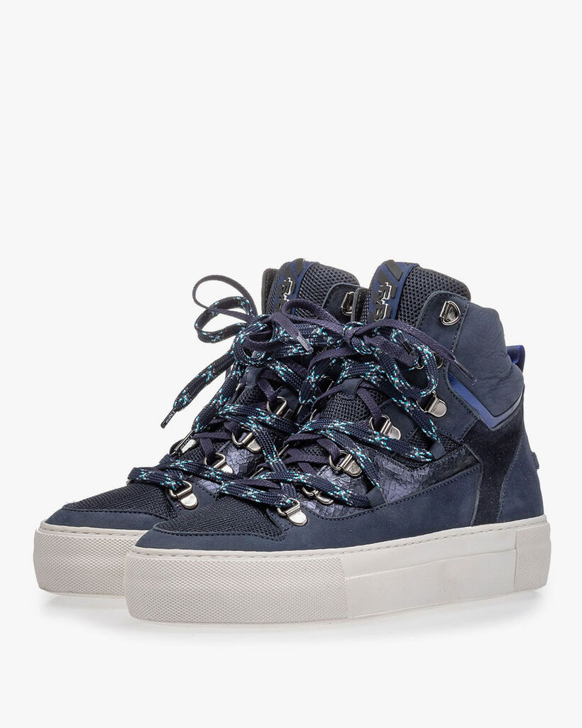 Halbhoher Sneaker Nubukleder blau