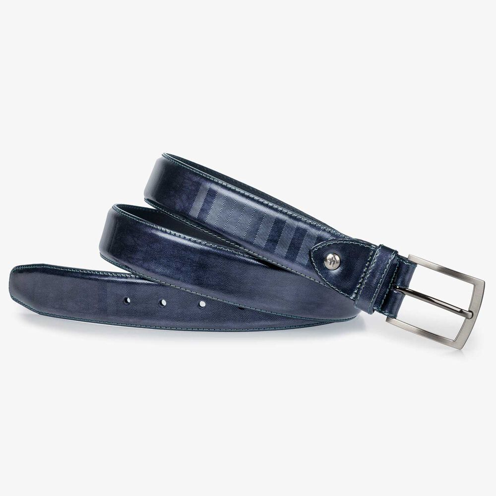 Blue Premium patent leather belt