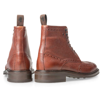 Boot printed leather cognac