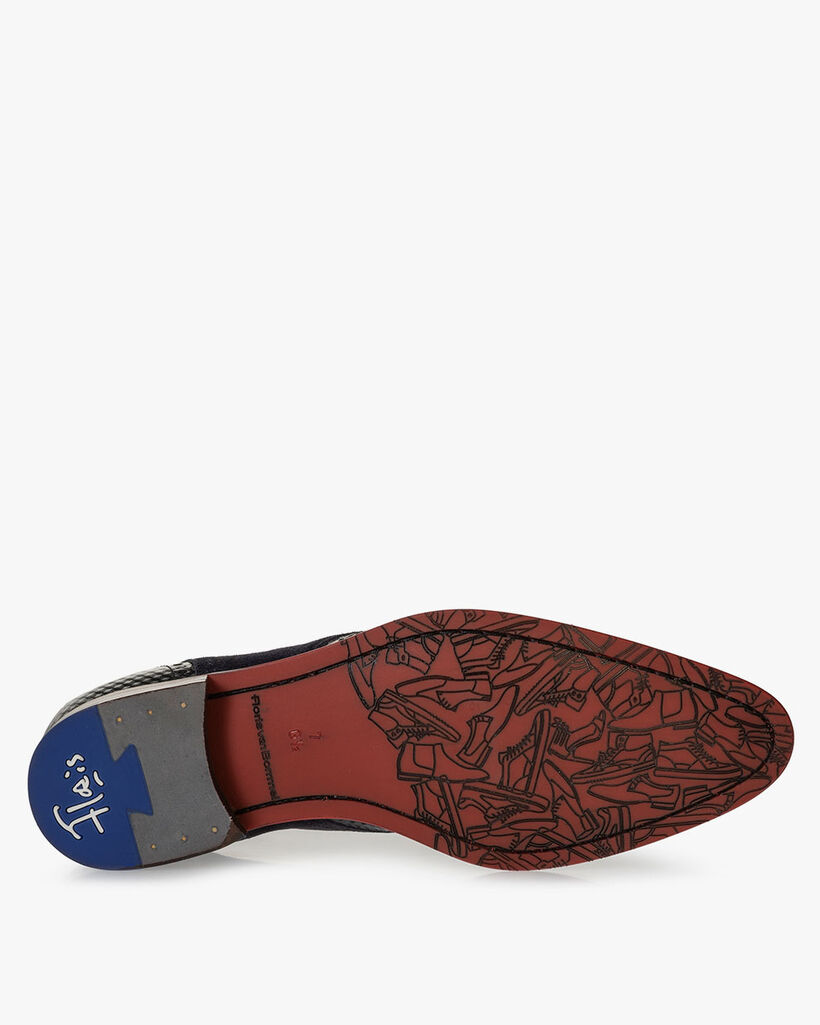 Schn&uuml;rstiefel Nubukleder dunkelblau