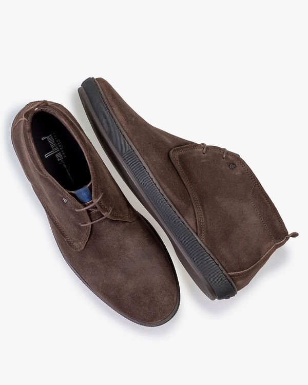 Lace boot suede dark brown