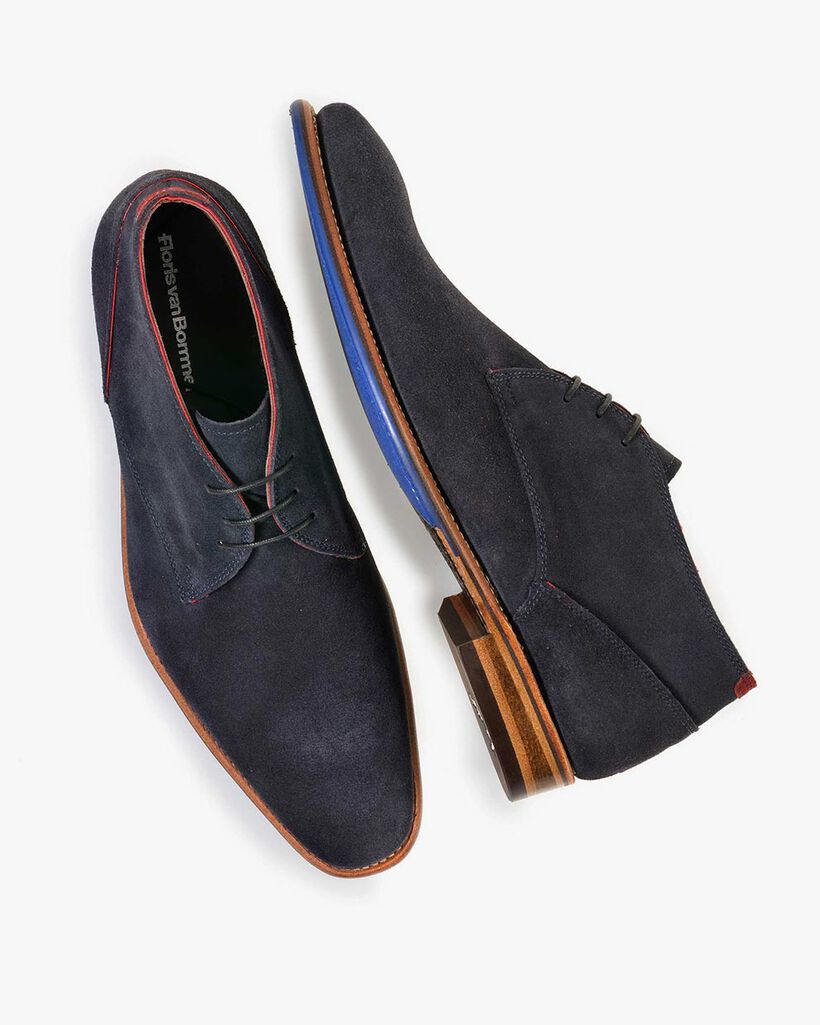 Schn&uuml;rstiefel Wildleder blau