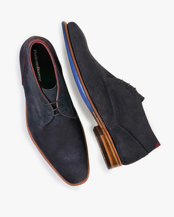 Schn&uuml;rstiefel Wildleder blau