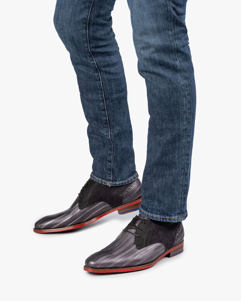 Schn&uuml;rschuh metallic schwarz