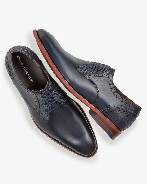 Schn&uuml;rschuh Kalbsleder blau