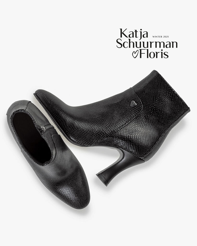 Ankle boot reptile print black