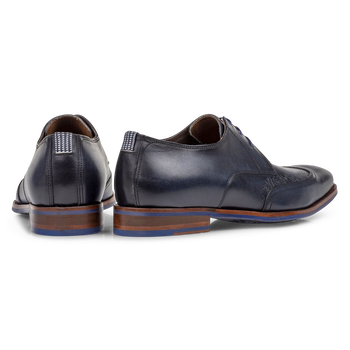 Schn&uuml;rschuh blau Kalbsleder