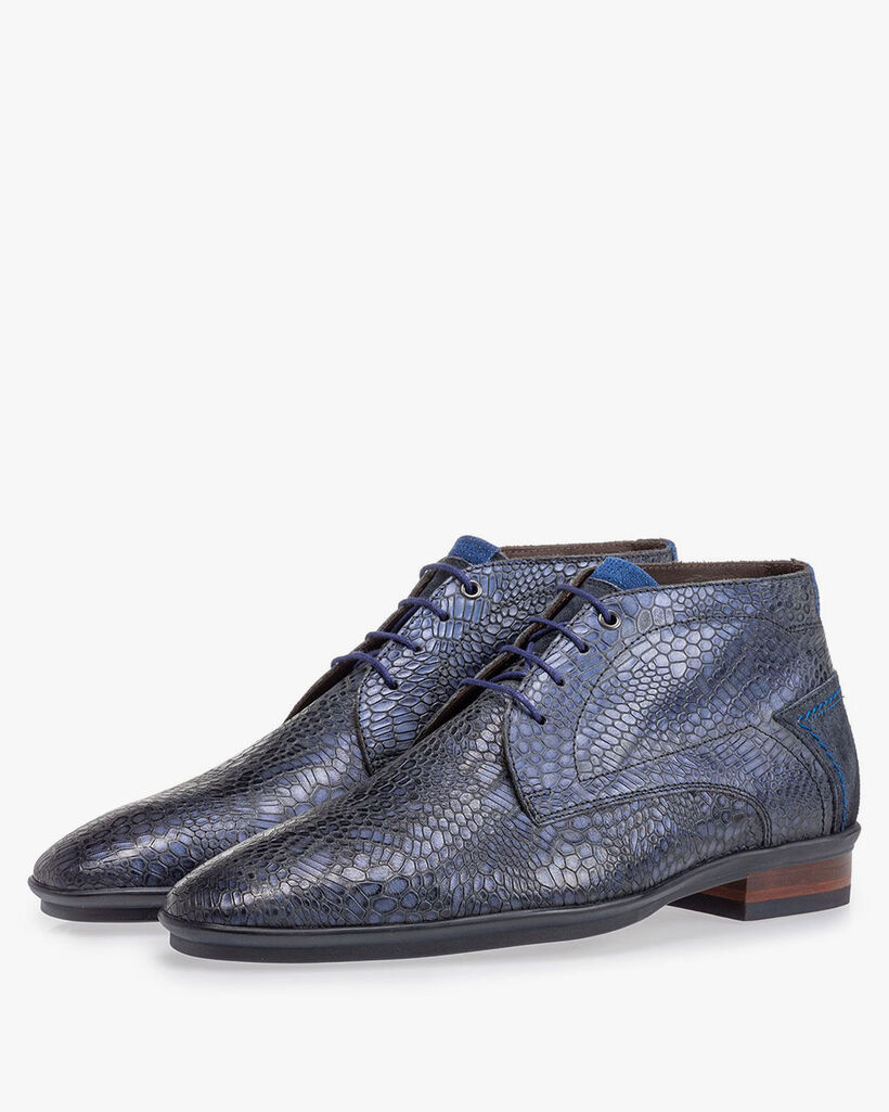 Schn&uuml;rstiefel mit Print blau