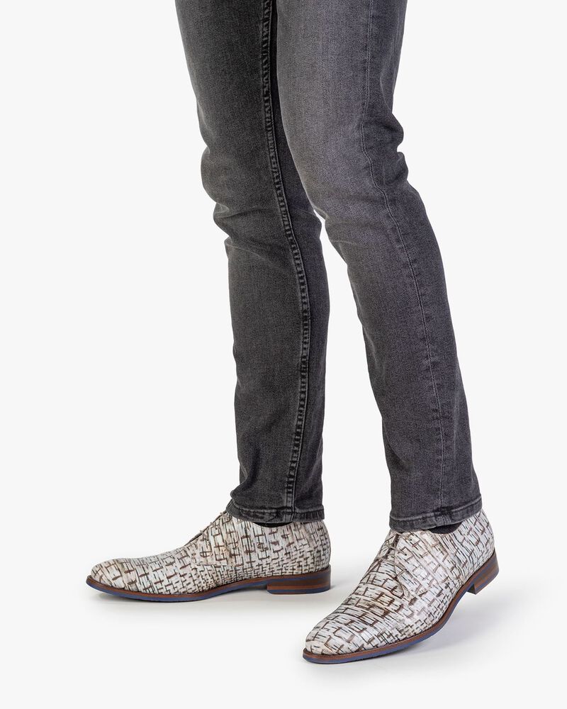 Schn&uuml;rschuh mit Print cremewei&szlig;