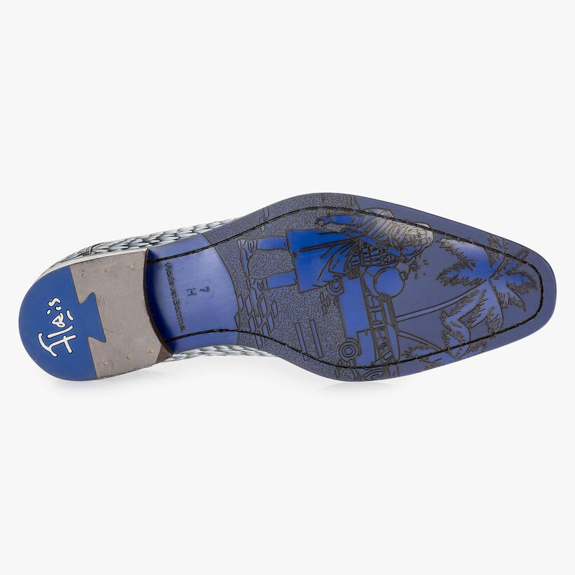 Hellgrauer Leder-Schn&uuml;rschuh mit Print