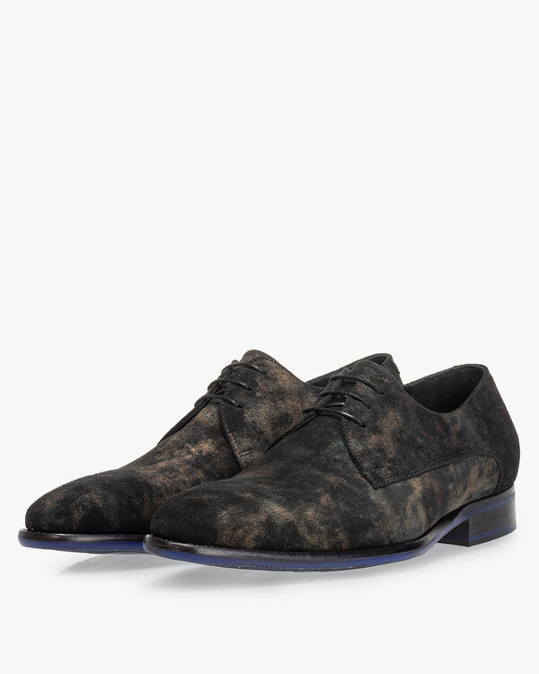 Schn&uuml;rschuh Wildleder dunkelgr&uuml;n