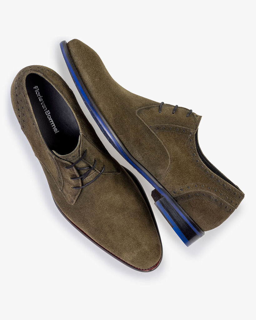 Lace shoe suede dark green