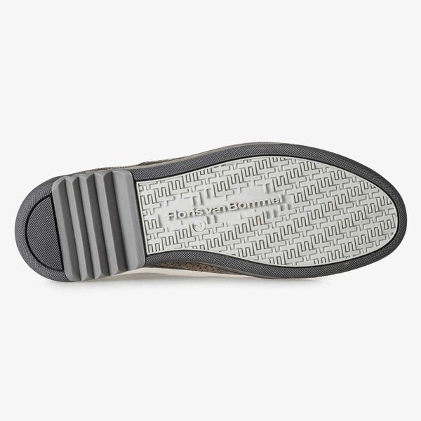 Brauner Leder-Sneaker mit Metallicprint