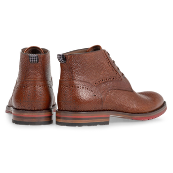 Schn&uuml;rstiefel Strukturleder cognac