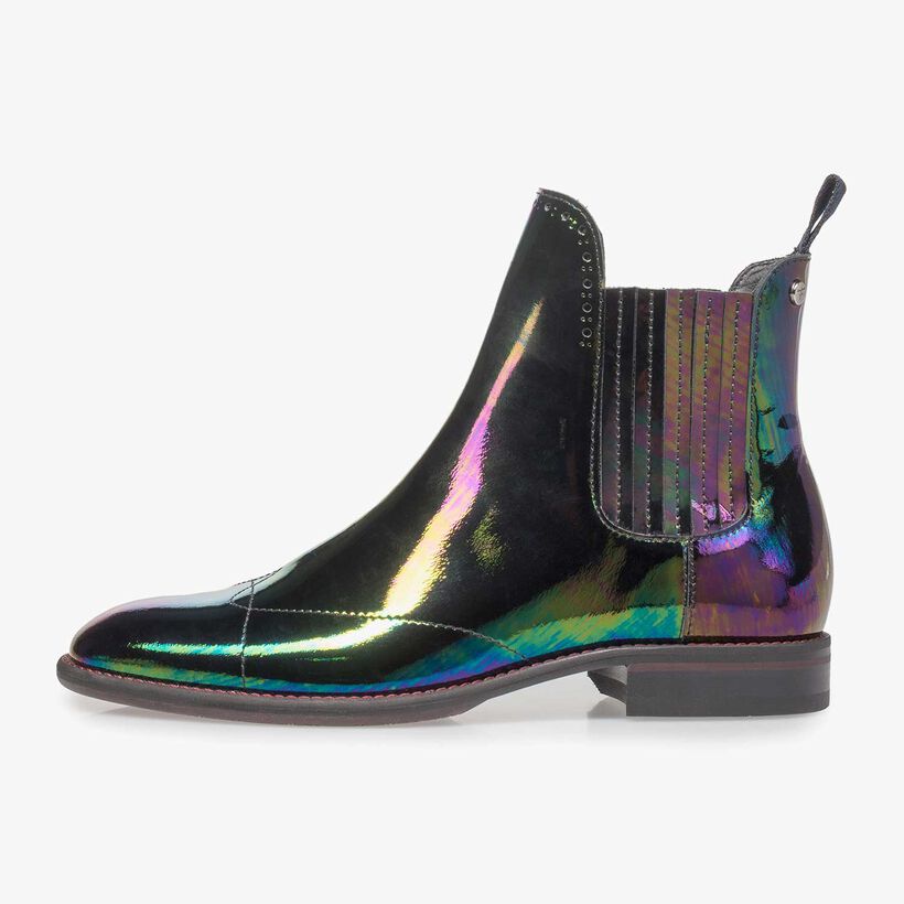 Multi-coloured patent leather Chelsea boot