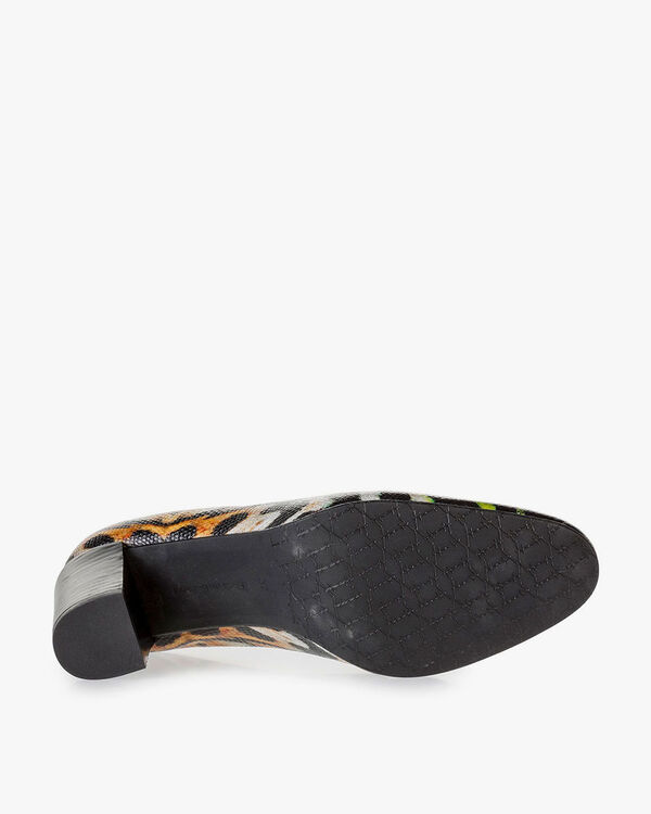 Schwarze Leder-Pumps Print