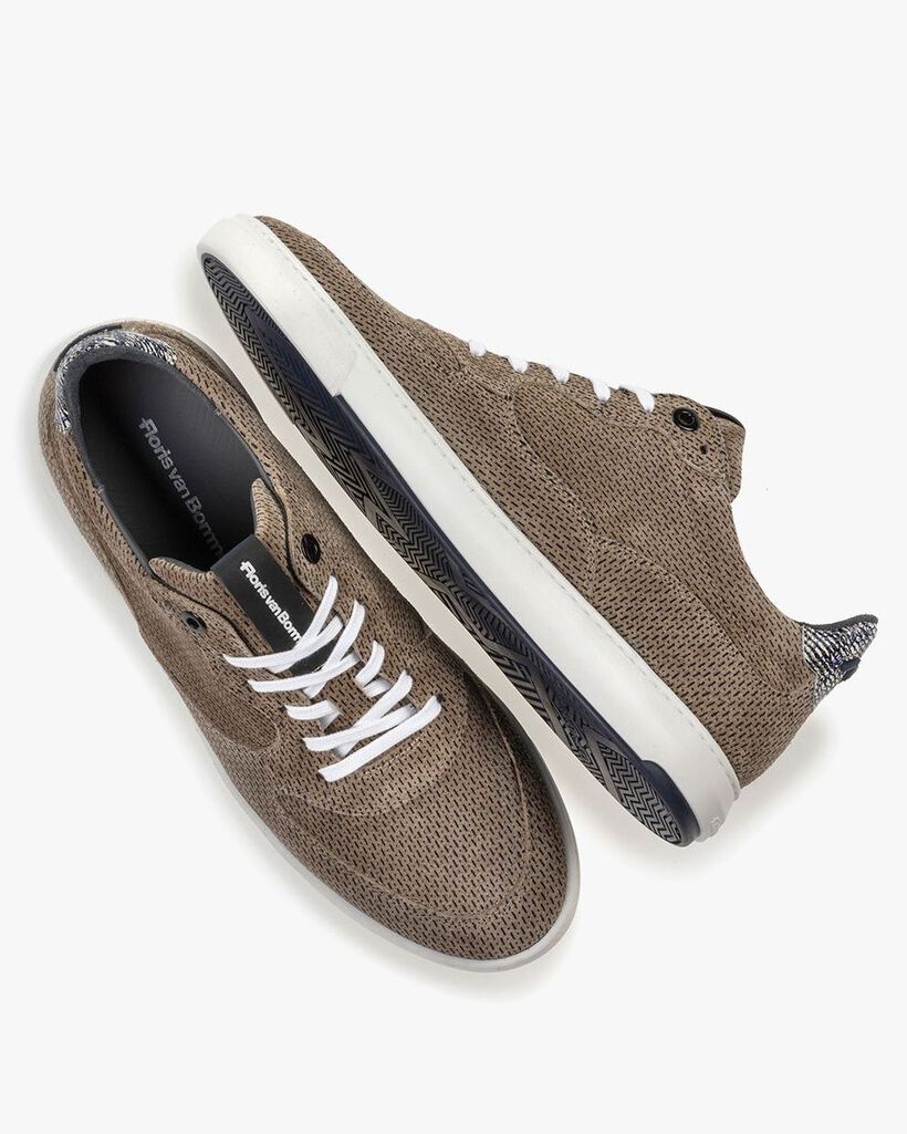 Sneaker mit Print Wildleder sandfarben