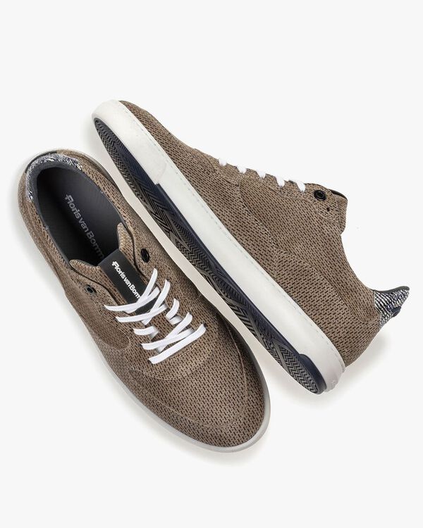 Sneaker mit Print Wildleder sandfarben