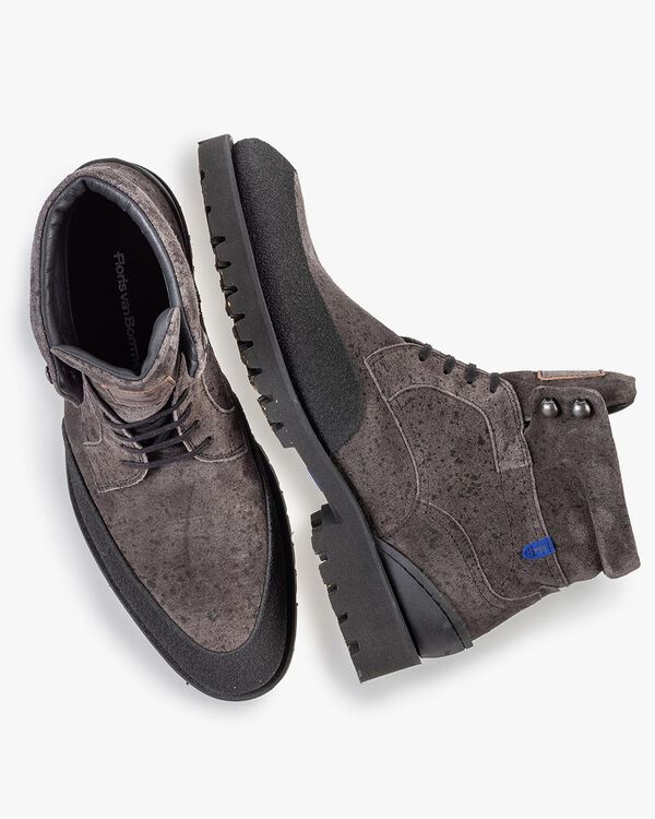 Lace boot grey suede leather
