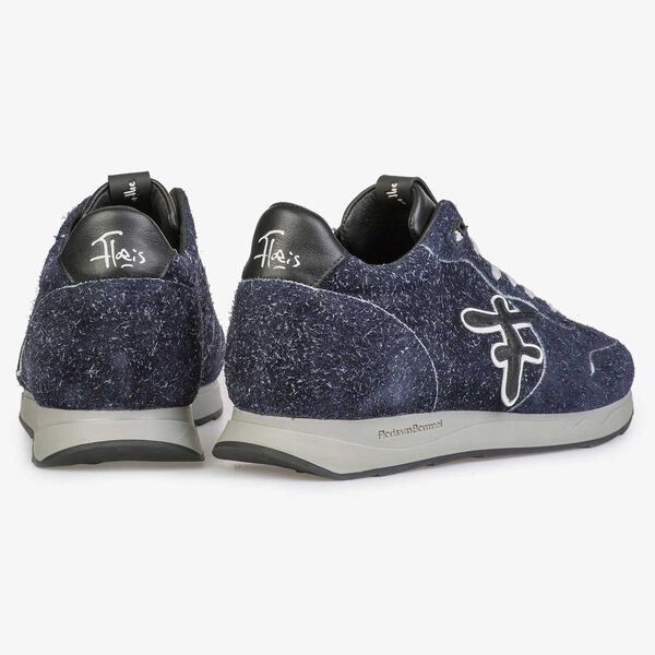 Blue Sneaker made of rough-haired suede leather