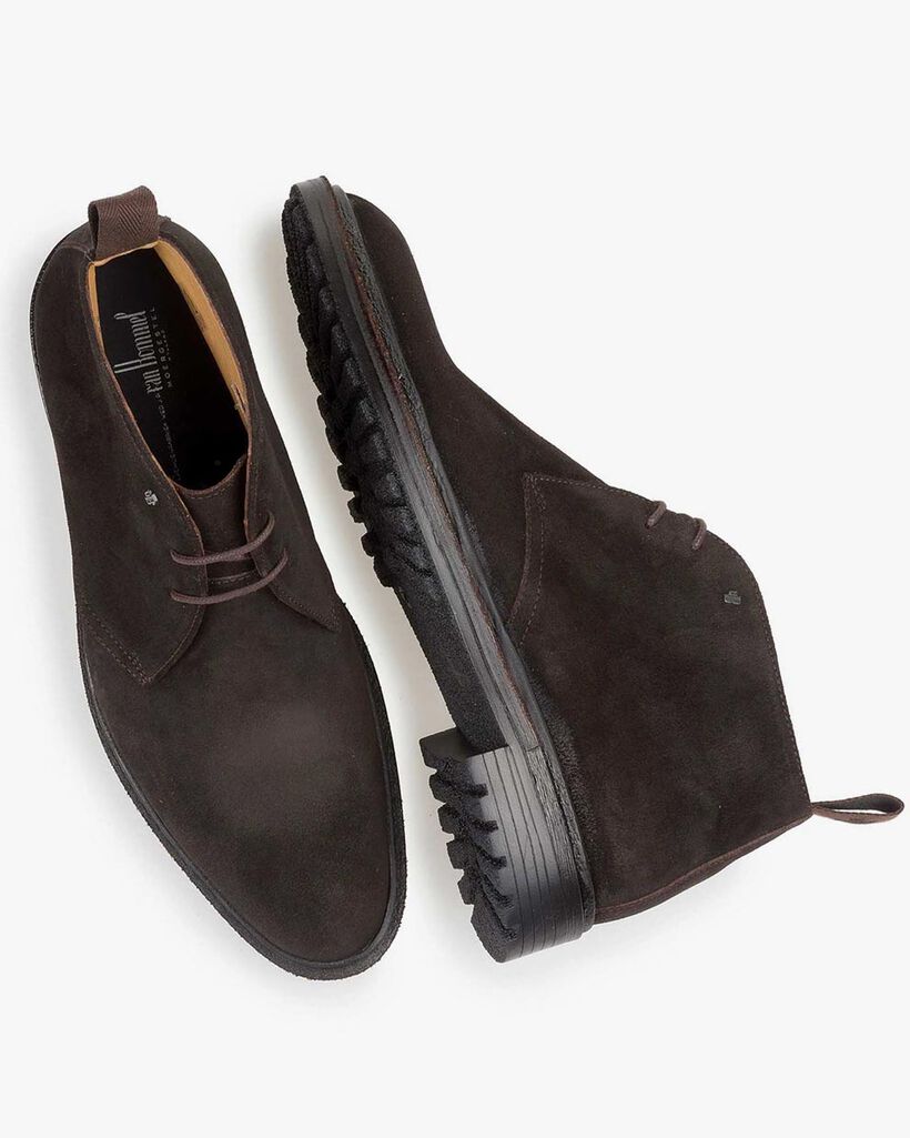 Dunkelbrauner Wildleder-Schn&uuml;rstiefel