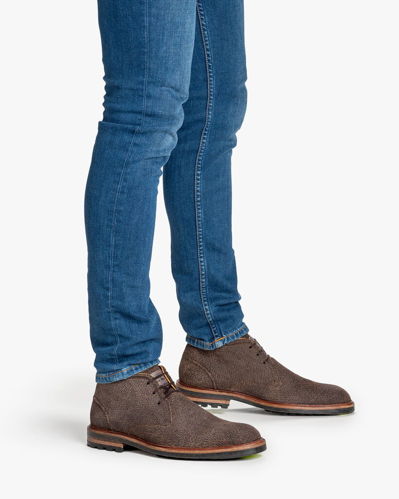 Schn&uuml;rstiefel Leder-Print braun