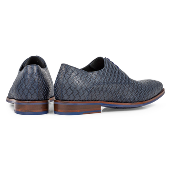 Schn&uuml;rschuh blau Nubukleder