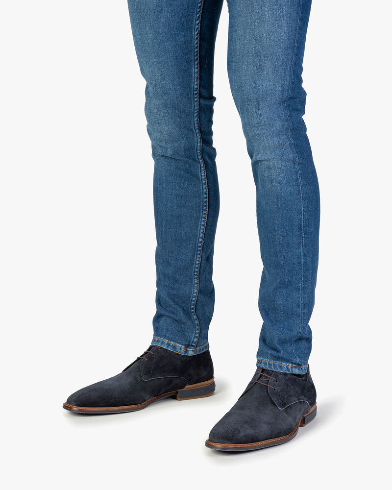 Schn&uuml;rschuh blau Wildleder