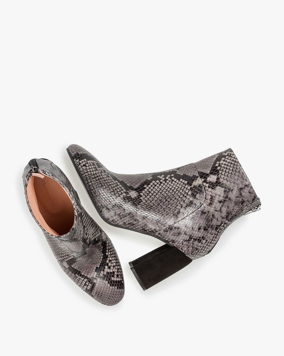 Grey snake online print ankle boots