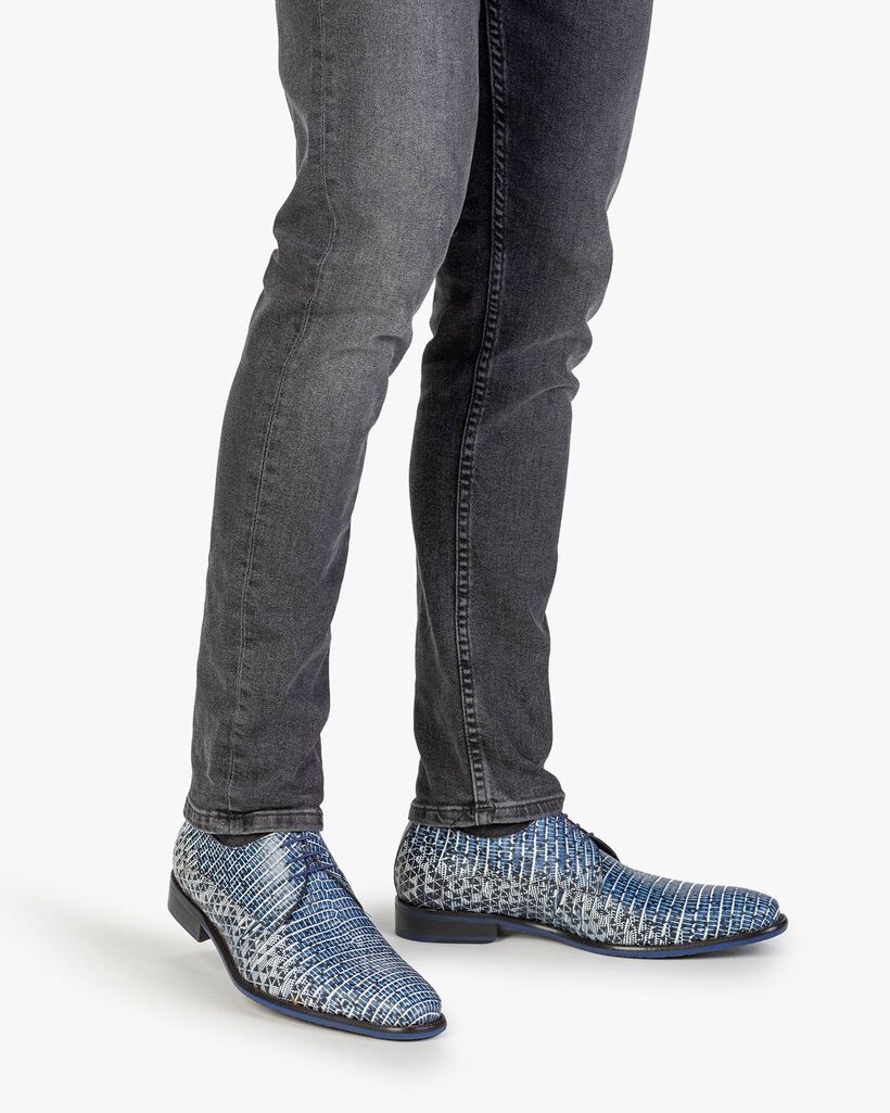 Schn&uuml;rschuh mit Print blau