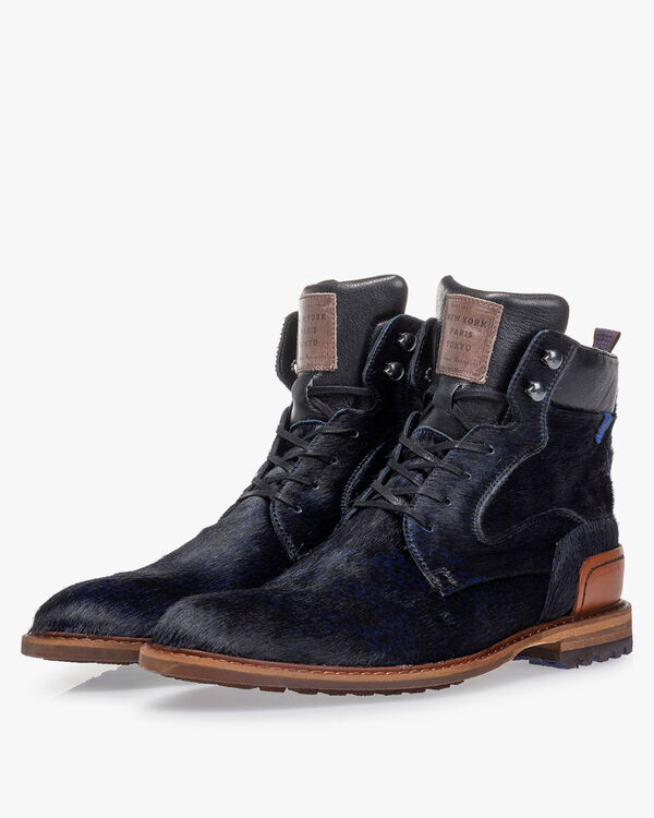 Schn&uuml;rstiefel Pony blau