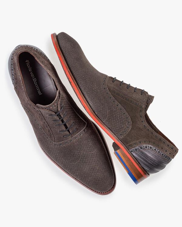 Lace shoe dark brown with print