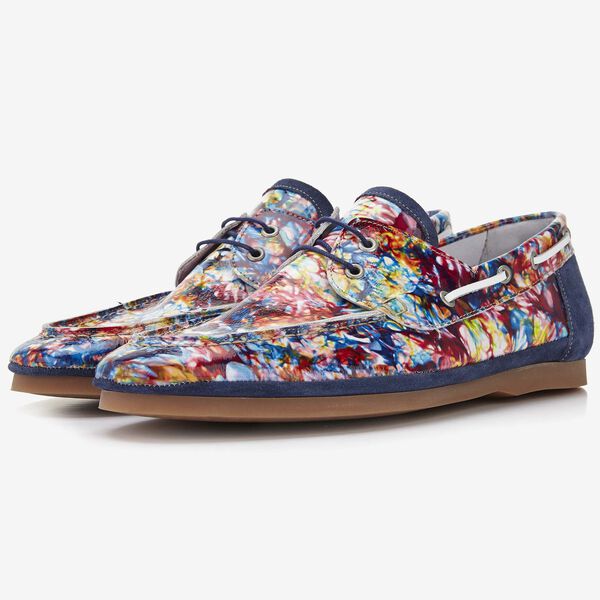 Floris van Bommel bedruckter Herren-Bootschuh aus Lackleder