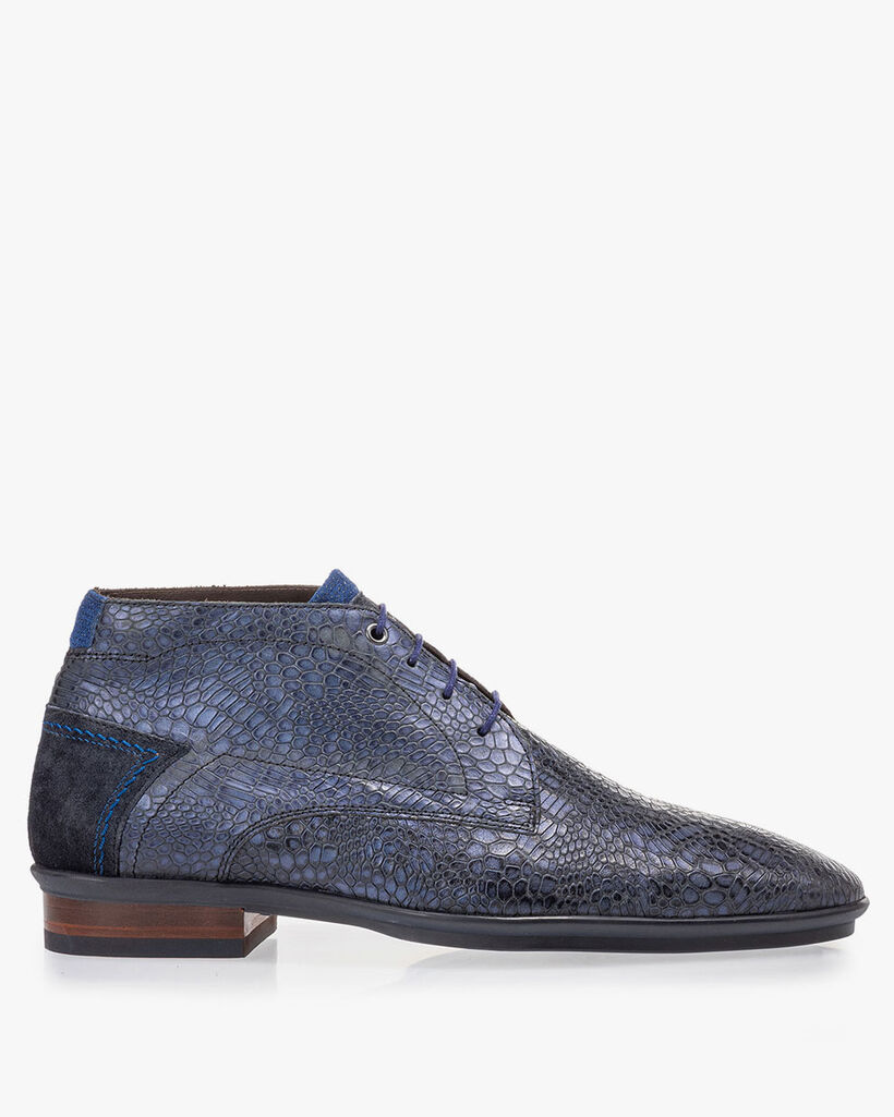 Schn&uuml;rstiefel mit Print blau