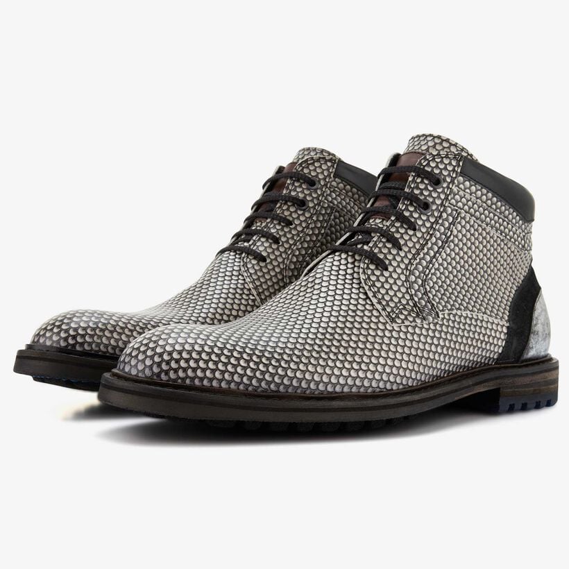 Floris van Bommel grey leather men’s lace boot 