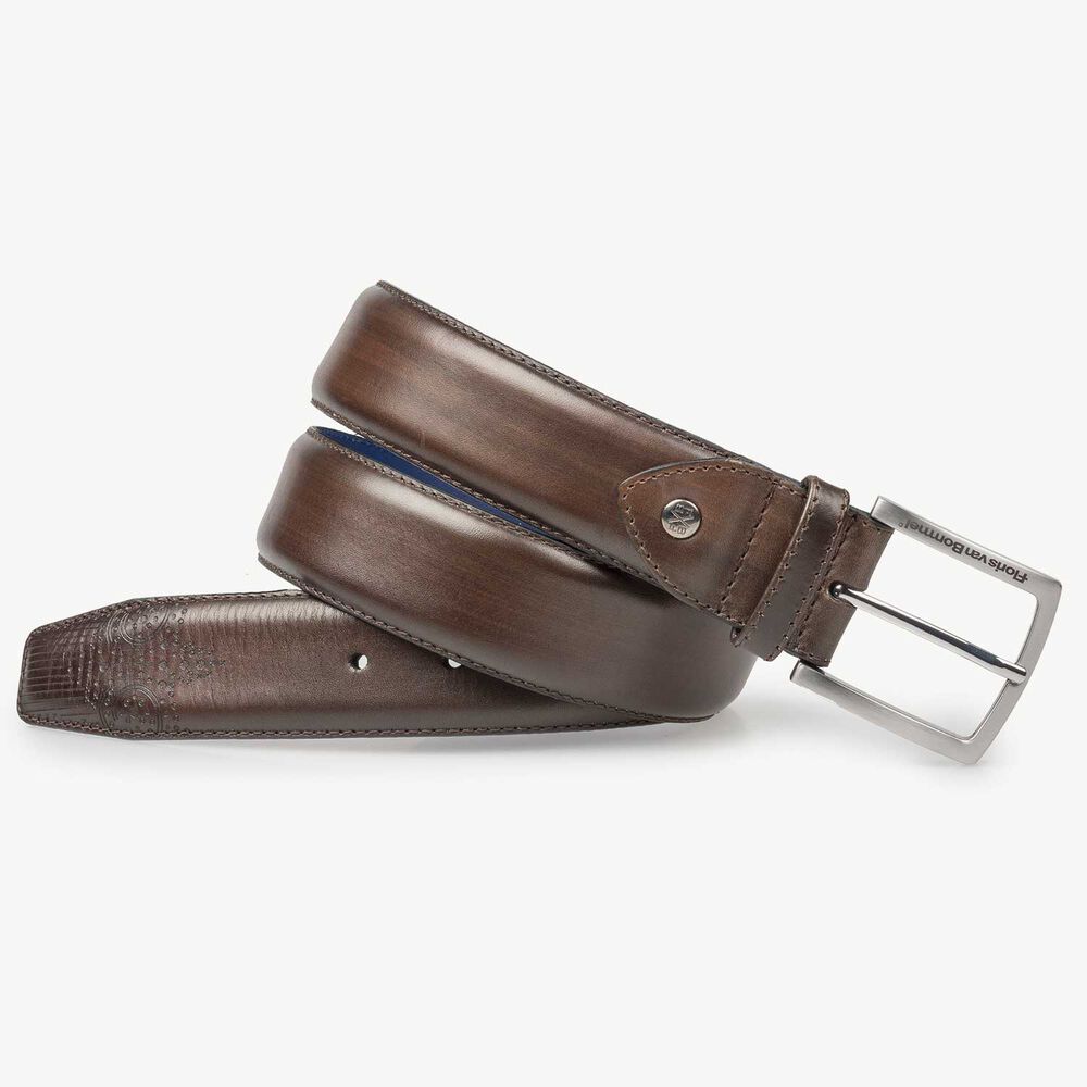 Brown brogue calf’s leather belt