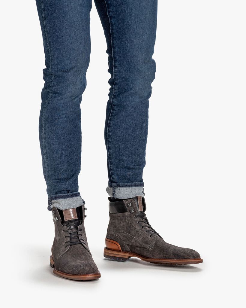 Lace boot suede dark grey