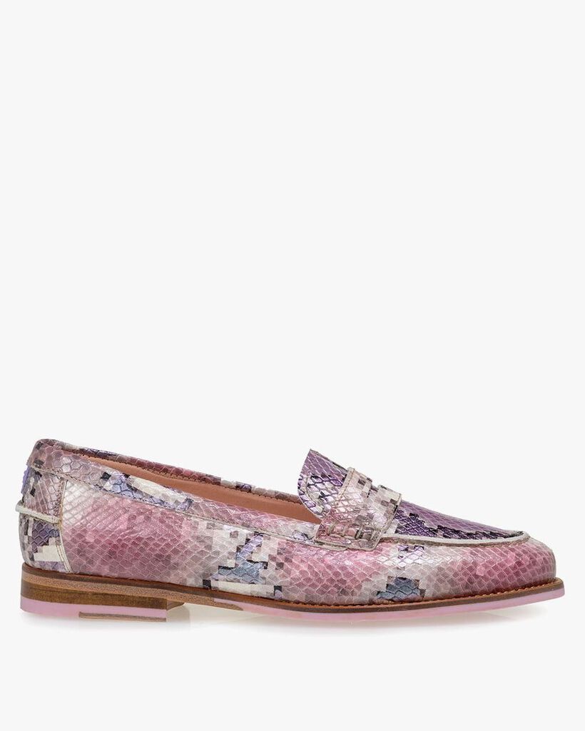 Loafer Leder mit Print pink