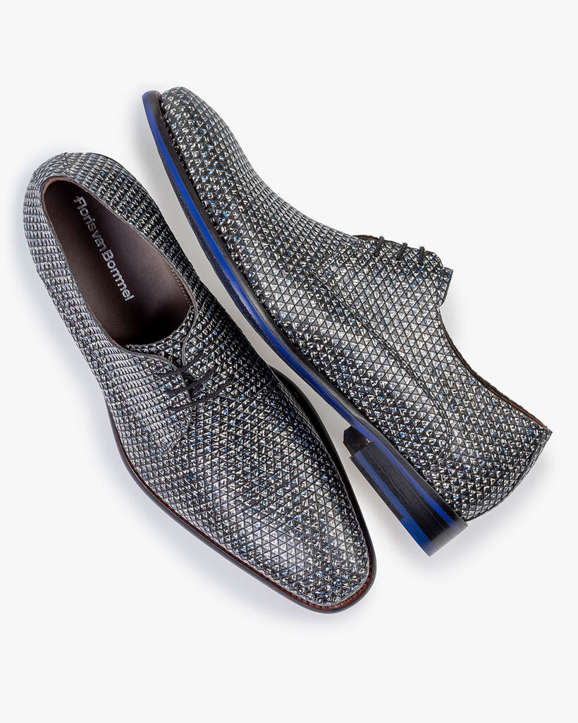 Schn&uuml;rschuh Leder-Print schwarz-wei&szlig;