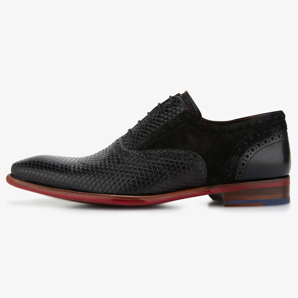 Floris van Bommel Leder Herren schwarze Schnürschuhe