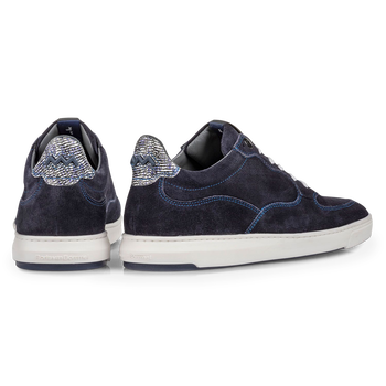 Sneaker printed suede leather blue