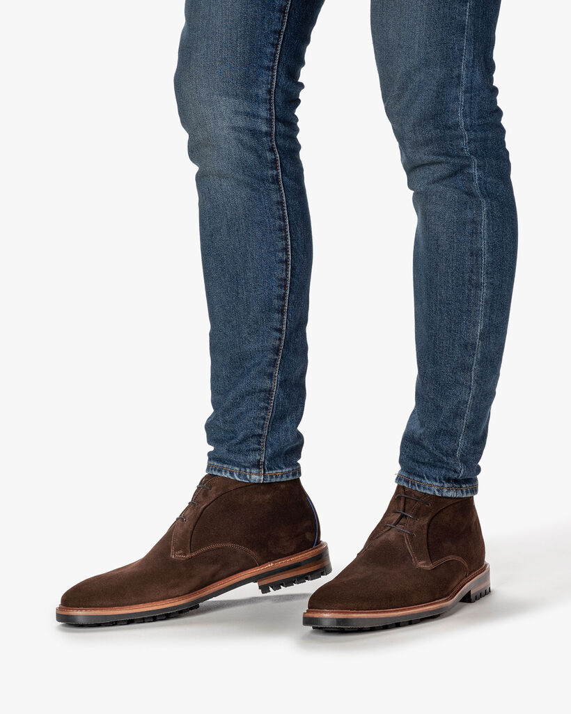 Schn&uuml;rstiefel Wildleder dunkelbraun