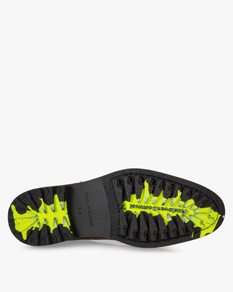 Schn&uuml;rstiefel Leder-Print braun