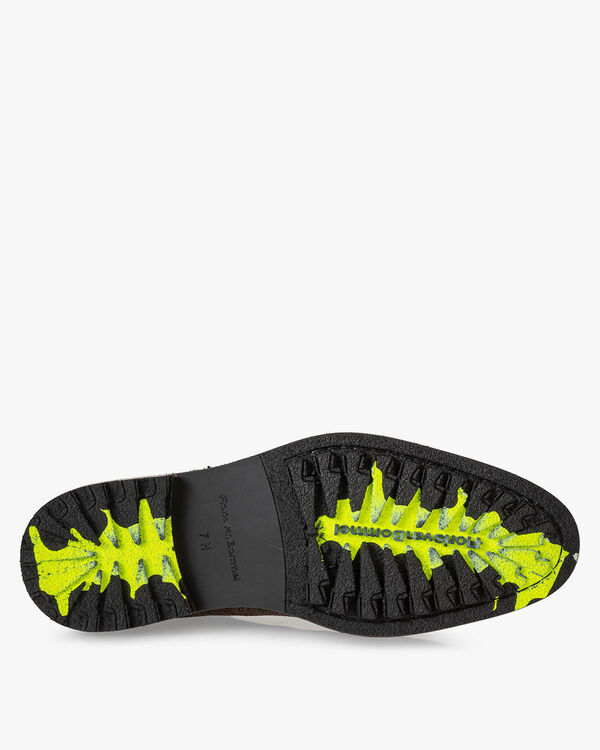 Schn&uuml;rstiefel Leder-Print braun