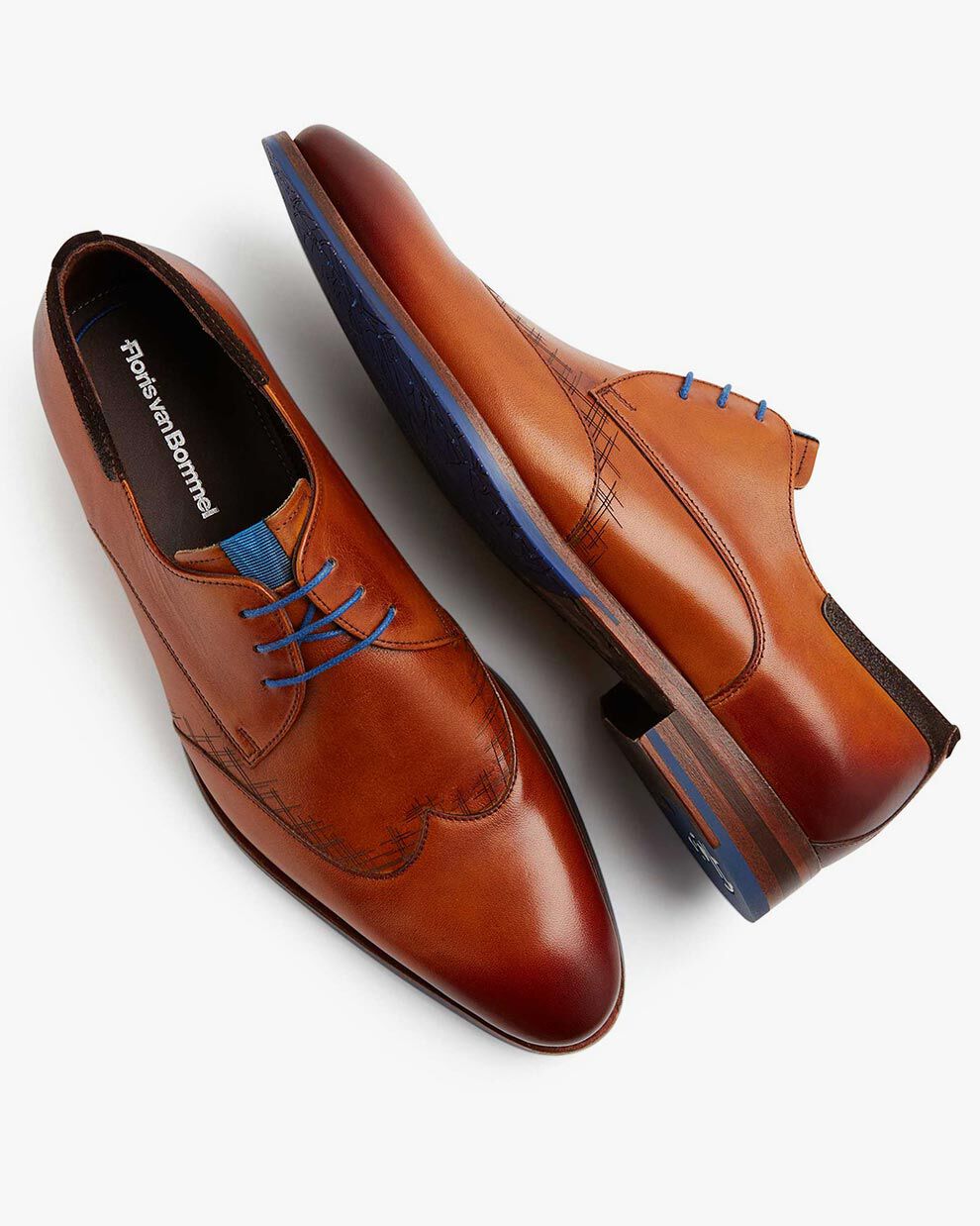 Lace up shoes men Lace shoe calf leather cognac Cognac Floris