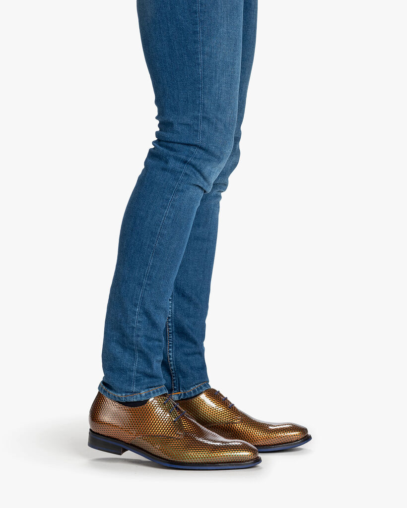 Schn&uuml;rschuh Lackleder gr&uuml;n