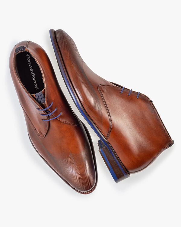 Schn&uuml;rstiefel Kalbsleder cognac