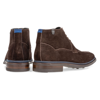 Lace boot brown suede leather