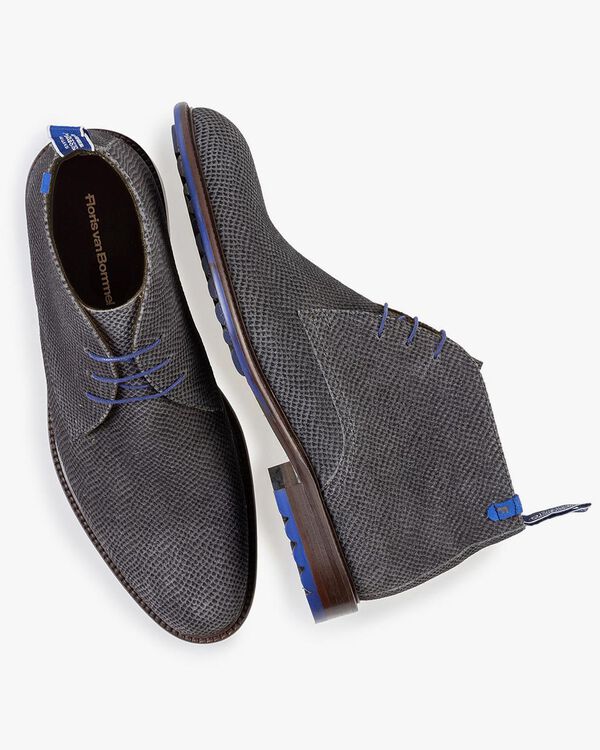 Schn&uuml;rstiefel grau mit Print