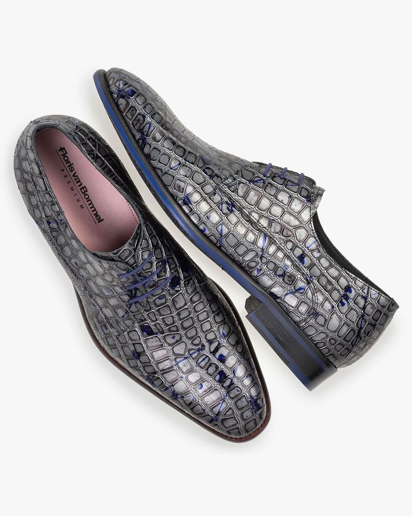 Schn&uuml;rschuh metallic grau